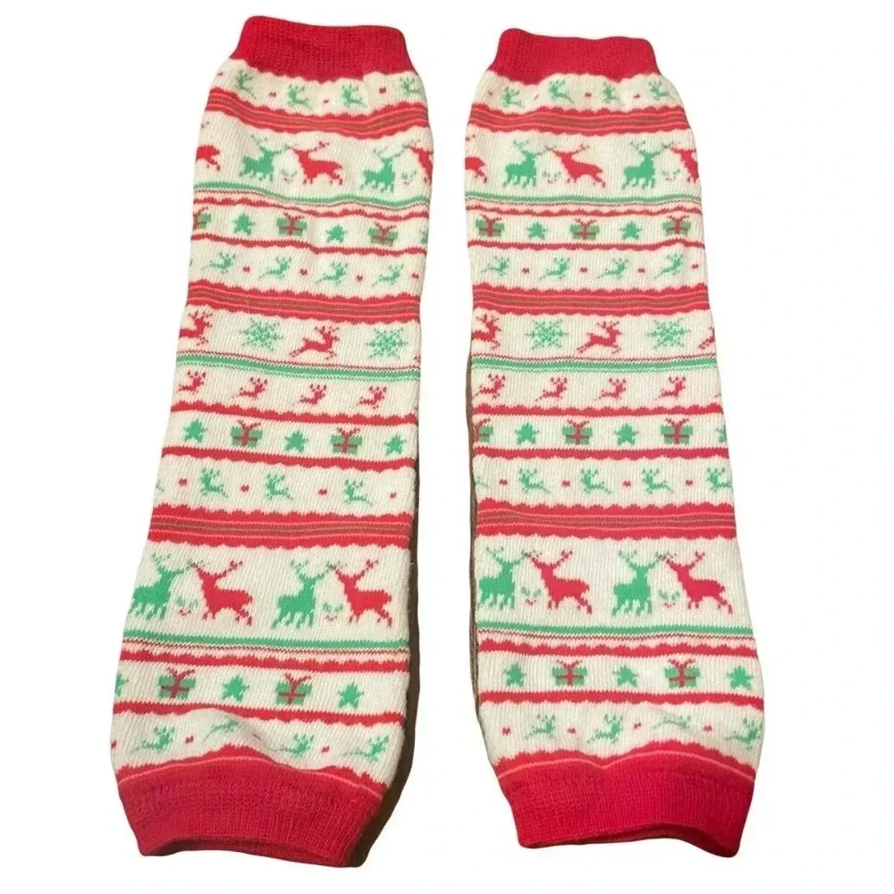 Christmas Leg Warmers for Babies & Toddlers - Fair Isle - Red & Green - One Size